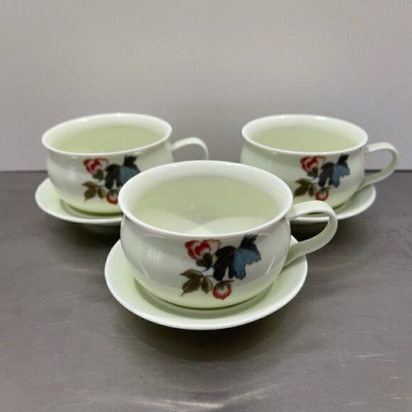 6 Piece Teavana lime green Floral Tea cups and saucers - Picture 1 of 10